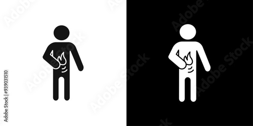 Indigestion icon flat line symbol set.