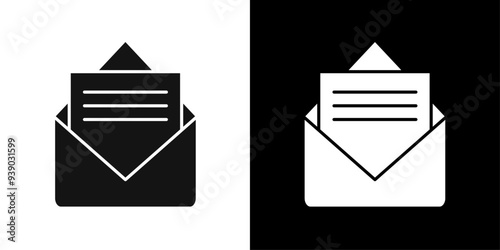 Mail message icon flat line symbol set.