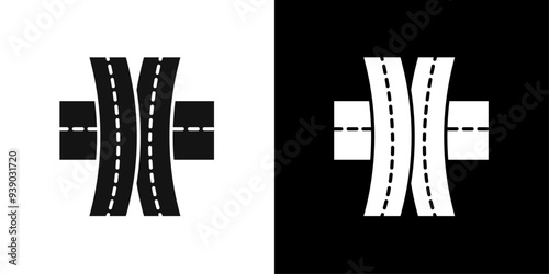 Multi level junction icon flat line symbol set.