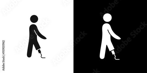 Prosthetic leg icon flat line symbol set.