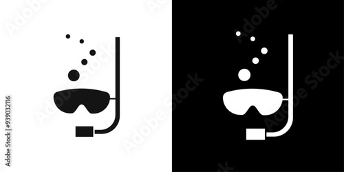 Snorkeling under water icon flat line symbol set.