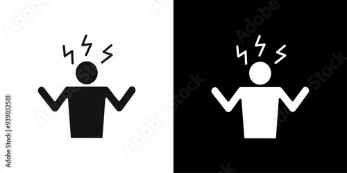 Angry person icon flat line symbol set.