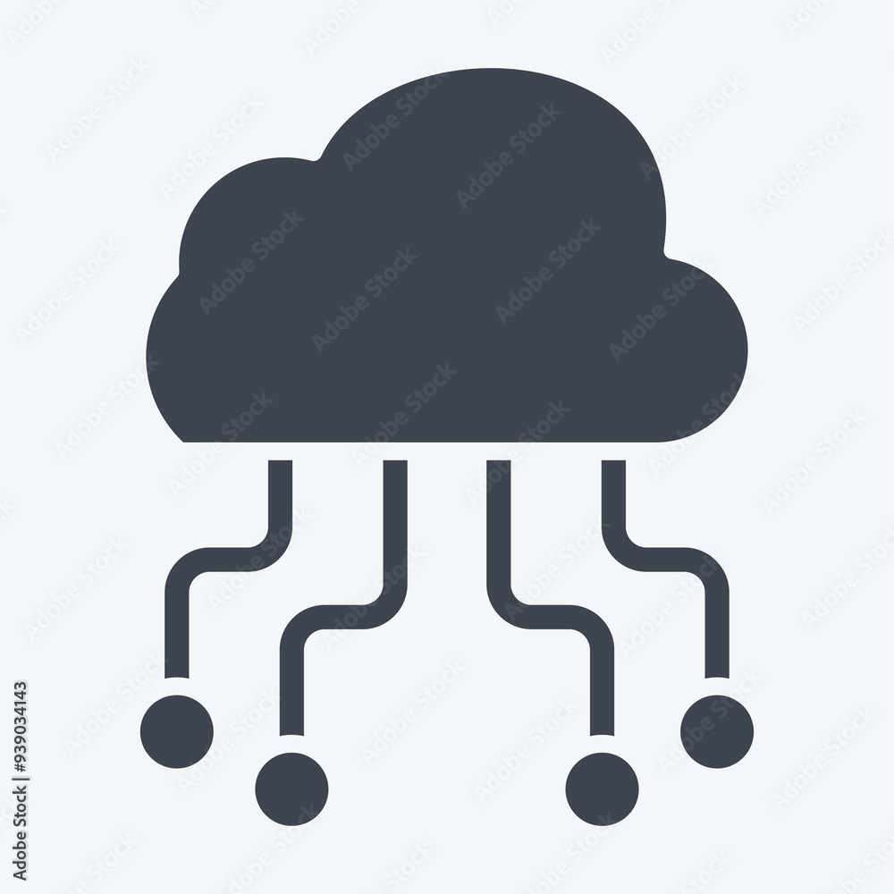 Icon Cloud Hosting. related to Network symbol. glyph style. simple illustration Icon Cloud Hosting. related to Network symbol. glyph style. simple illustration