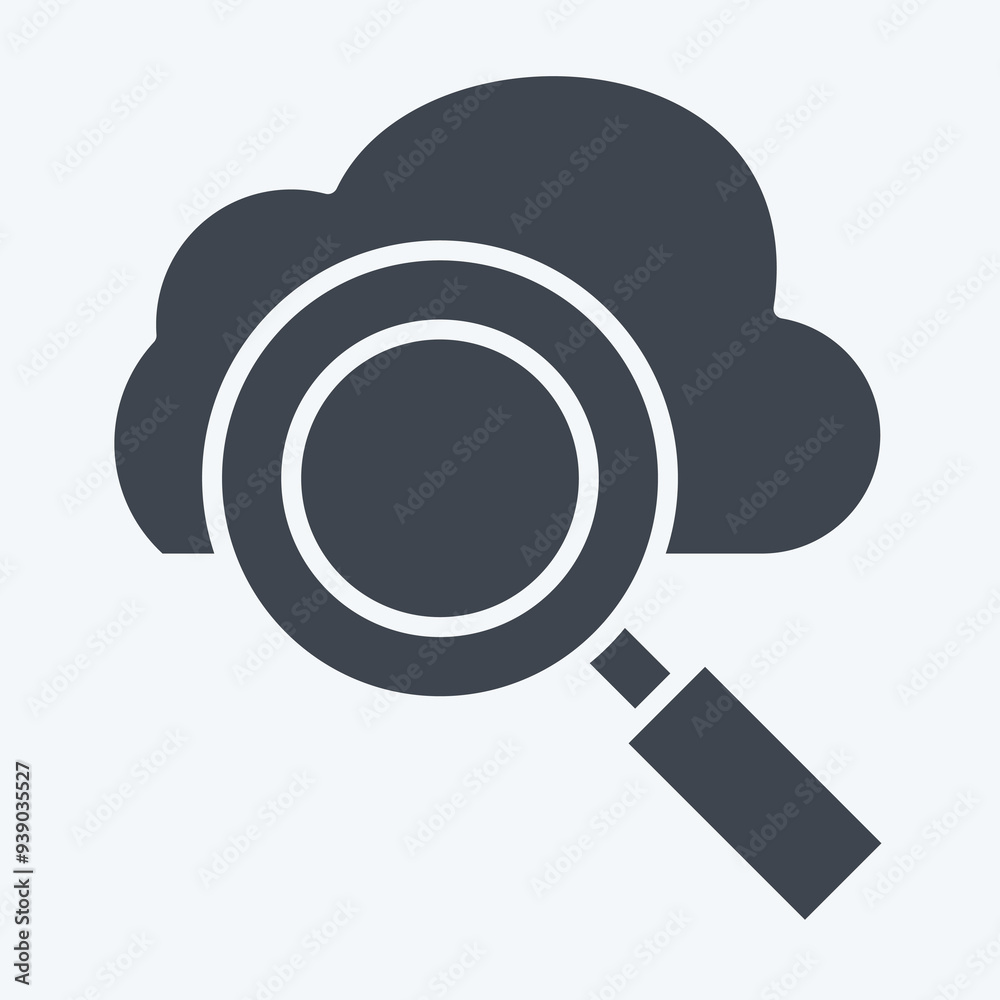 Icon Cloud Search. related to Network symbol. glyph style. simple illustration Icon Cloud Search. related to Network symbol. glyph style. simple illustration