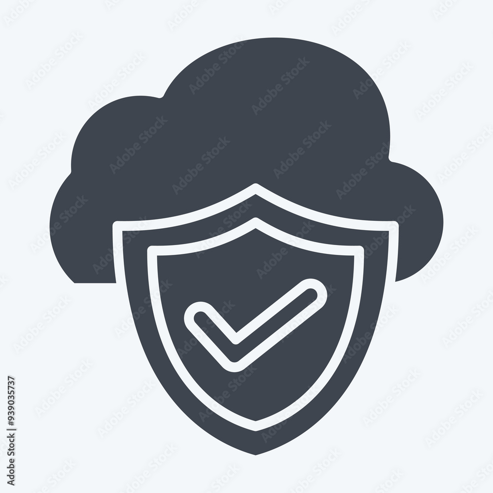 Icon Cloud Security. related to Network symbol. glyph style. simple illustration Icon Cloud Security. related to Network symbol. glyph style. simple illustration
