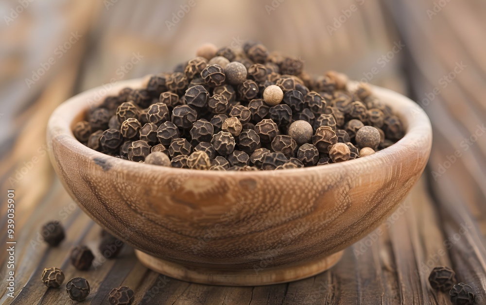 black pepper in a wooden bowl black pepper in a wooden bowl