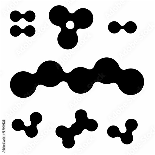 metaball art design black color, dog paw print