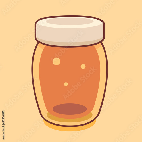 Honey In Glass Jar, Flat vector illustration