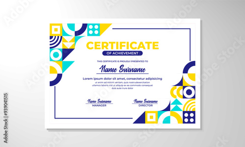 Modern flat certificate design template