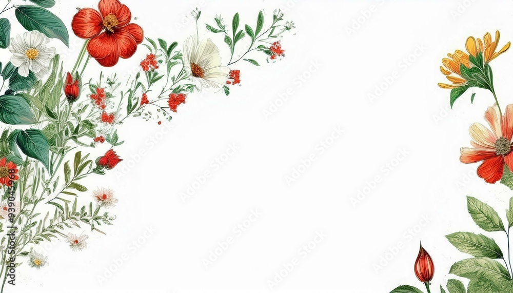 Fototapeta premium spring flowers frame