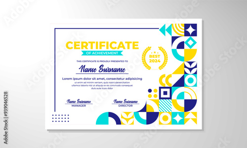 Modern flat certificate design template