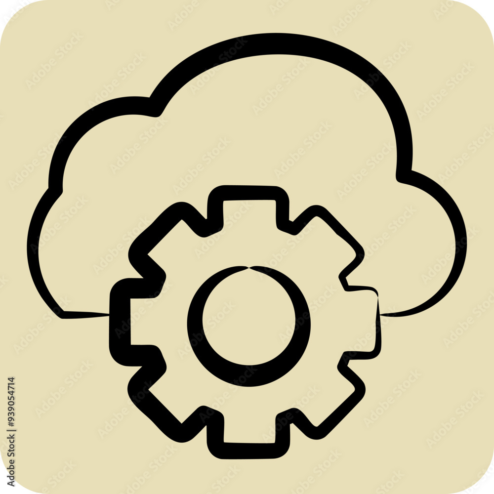 Icon Cloud Management. related to Network symbol. hand drawn style. simple illustration Icon Cloud Management. related to Network symbol. hand drawn style. simple illustration