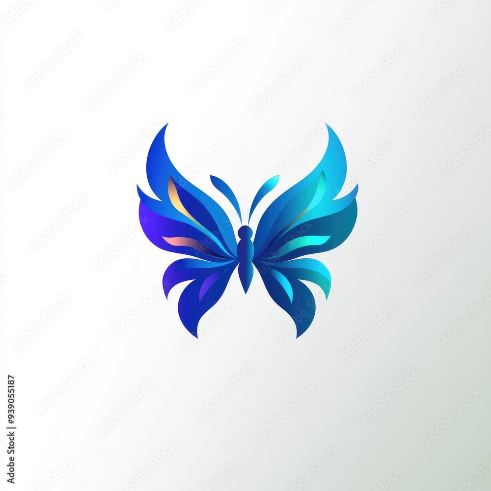 Fototapeta premium Blue Butterfly Illustration with Gradient Color