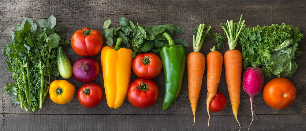 Fresh Vegetables Assortment on Rustic Wooden Background Fresh Vegetables Assortment on Rustic Wooden Background