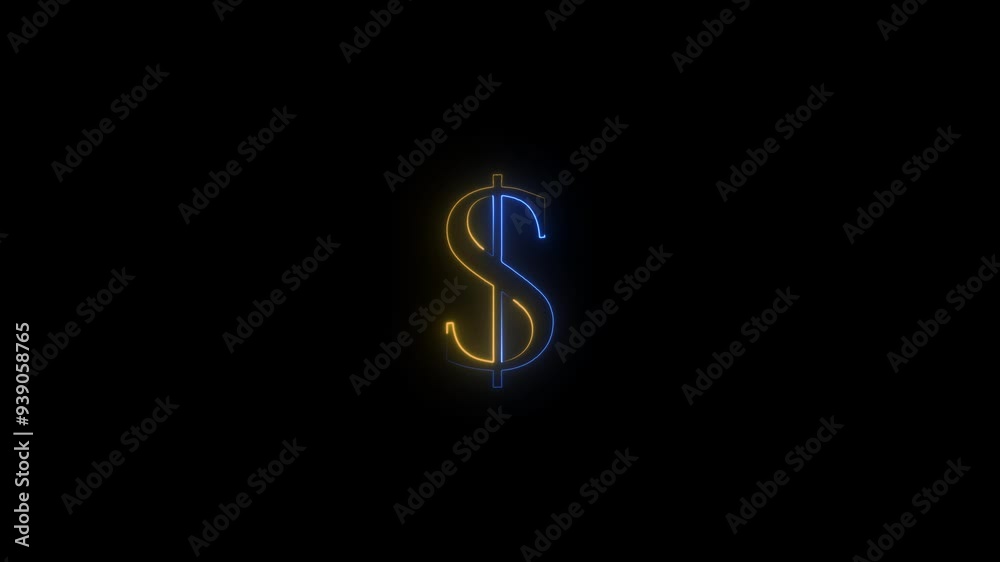 Neon forever with neon dollar icon background.. on black background. Neon forever with neon dollar icon background.. on black background.