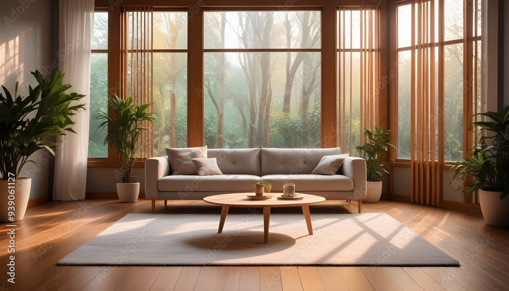 Interior mockup In a white room a blue sofa is placed next to a photo frame on the wall Interior mockup In a white room a blue sofa is placed next to a photo frame on the wall
