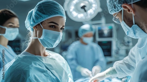 A plastic surgeon performing a high-precision liposuction procedure with the assistance of advanced 3D imaging technology in a modern operating room