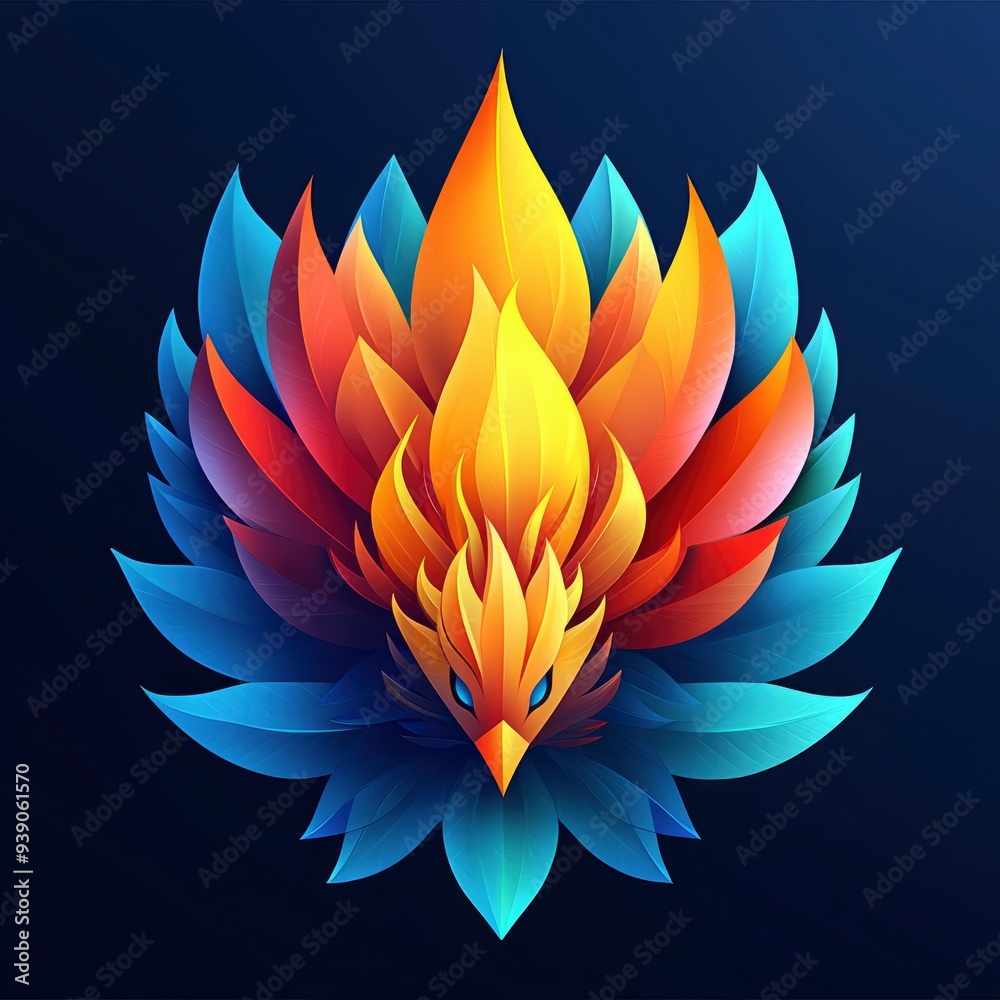 Abstract Phoenix Bird Illustration with Colorful Feathers Abstract Phoenix Bird Illustration with Colorful Feathers