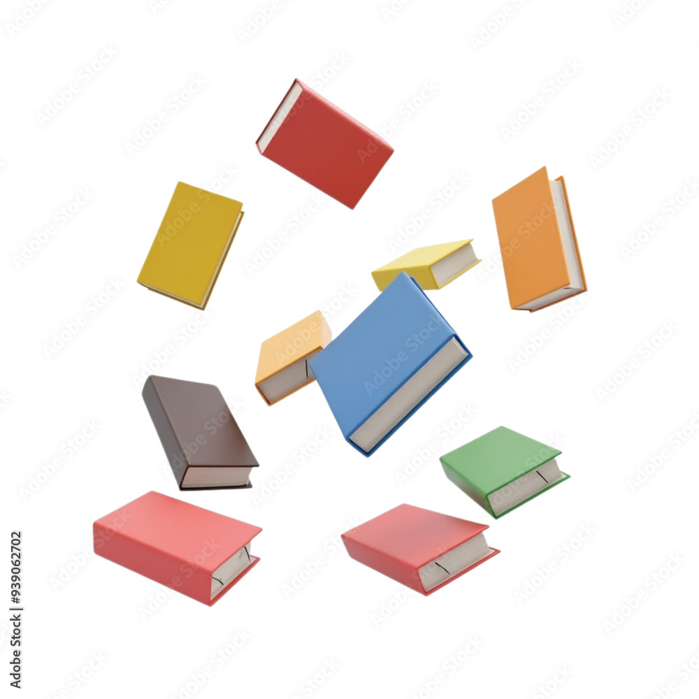 3d Stack of Closed Books on Isolated transparent background png. generated with AI 3d Stack of Closed Books on Isolated transparent background png. generated with AI