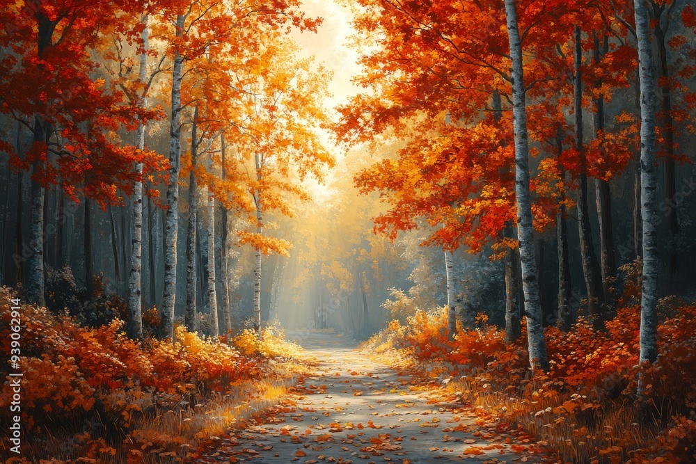 Fototapeta premium An autumn forest. Generative AI