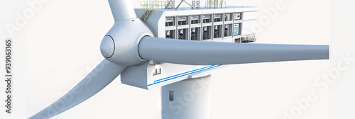 Eco-Friendly Energy: A wind turbine blade, being crafted using a state-of-the-art laser welding system.