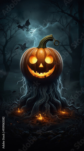 halloween pumpkin with bats