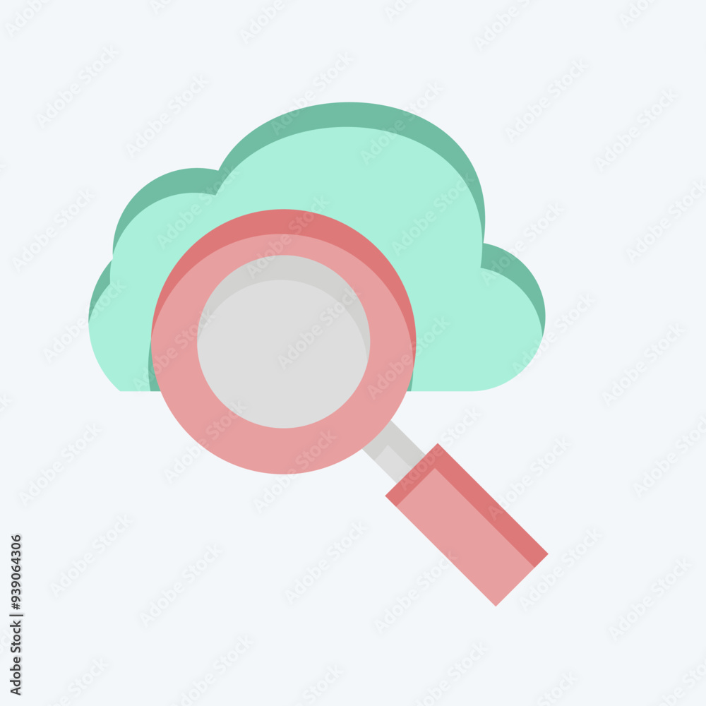 Icon Cloud Search. related to Network symbol. flat style. simple illustration Icon Cloud Search. related to Network symbol. flat style. simple illustration