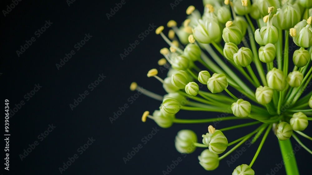 Onion Flower and green seeds photos, interior design and phone mobile wallpaper. Generative ai Onion Flower and green seeds photos, interior design and phone mobile wallpaper. Generative ai