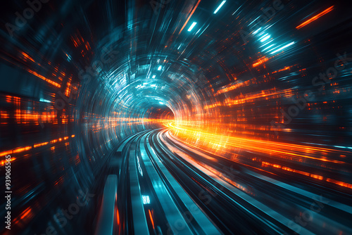 Abstract digital background depicting a train in motion, highlighting the speed and dynamic energy of modern transportation