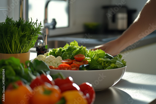 person preparing salad