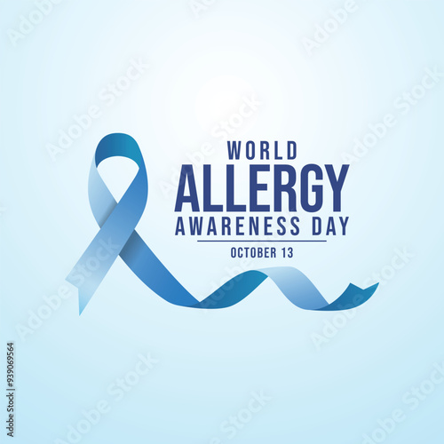 World Allergy Awareness Day vector design template good for celebration usage. World Allergy Awareness design. Blue ribbon. Flat design. eps 10.