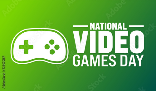 National Video Games Day background or banner design template. Holiday concept. Template for background, banner, card, poster, placard, design template with unique shapes with standard color.