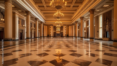 Wallpaper Mural A grand ballroom with a polished marble floor, towering columns Torontodigital.ca