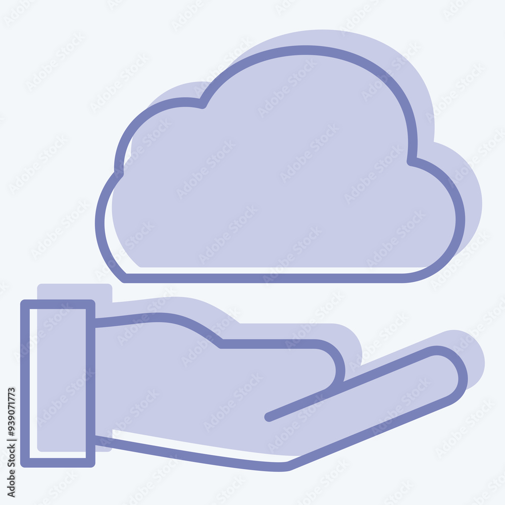Icon Share Cloud. related to Network symbol. two tone style. simple illustration Icon Share Cloud. related to Network symbol. two tone style. simple illustration