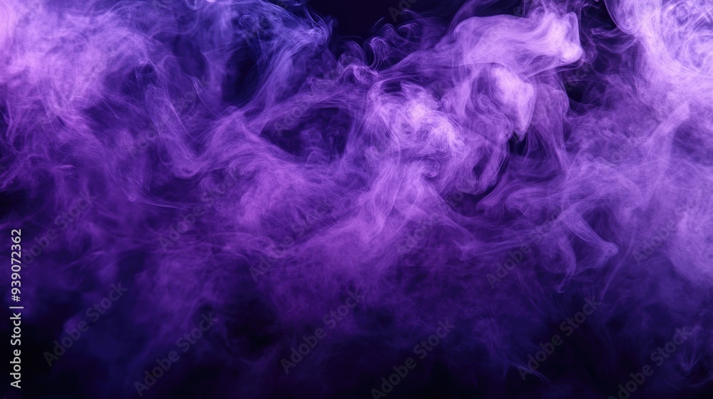 Ethereal purple smoke with fog overlays creates a misty background, perfect for abstract effects and text placement.