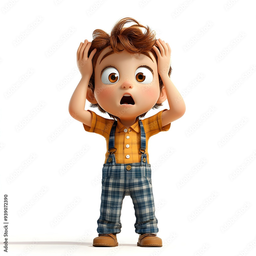 Shocked Cartoon Boy Character Illustration Shocked Cartoon Boy Character Illustration
