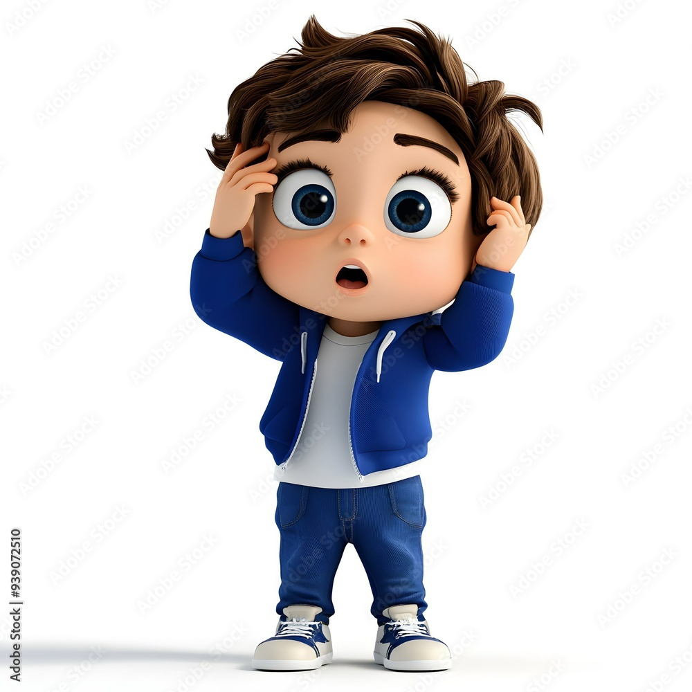 Cartoon Boy Character Surprised With Big Eyes Cartoon Boy Character Surprised With Big Eyes
