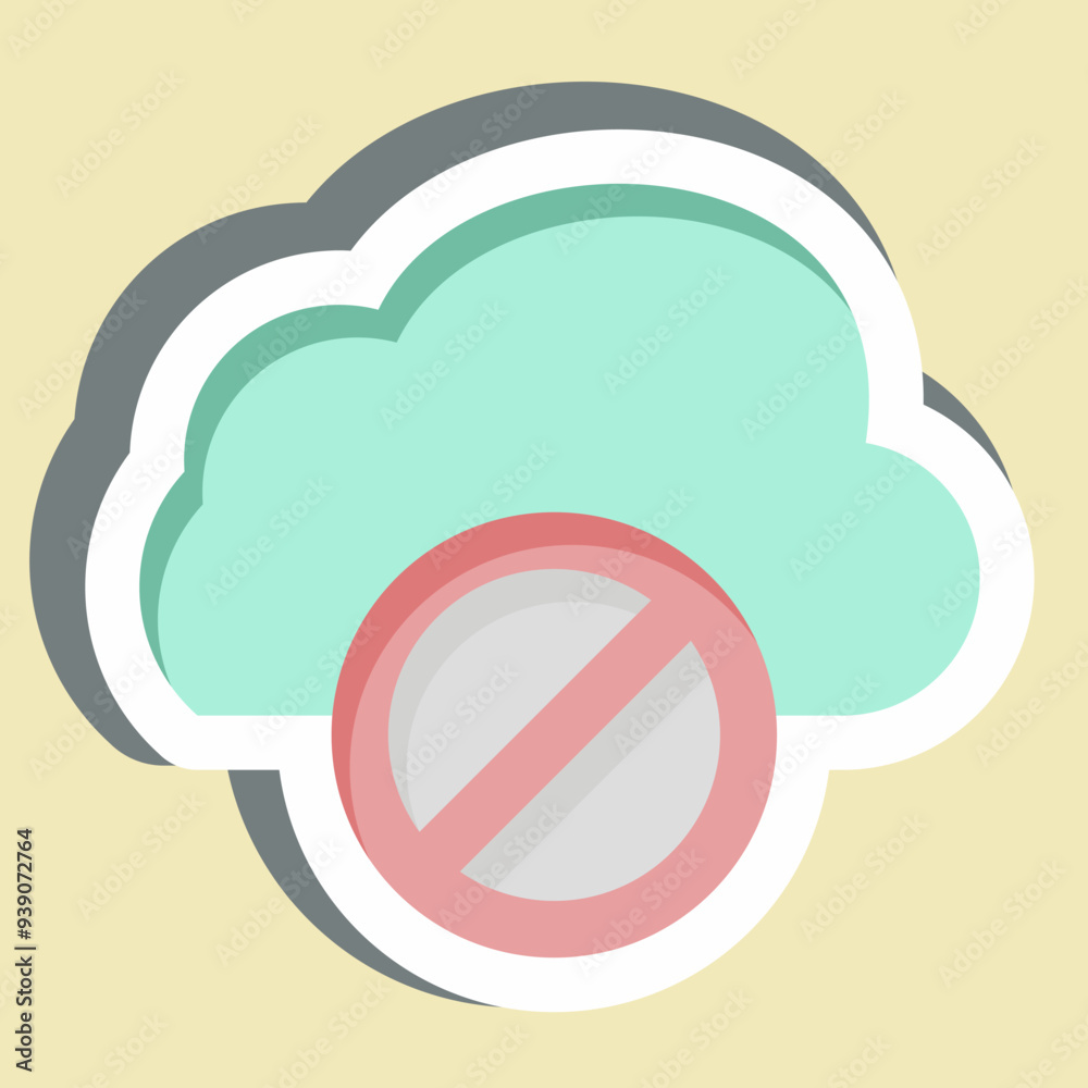 Sticker Cloud Block. related to Network symbol. simple illustration Sticker Cloud Block. related to Network symbol. simple illustration