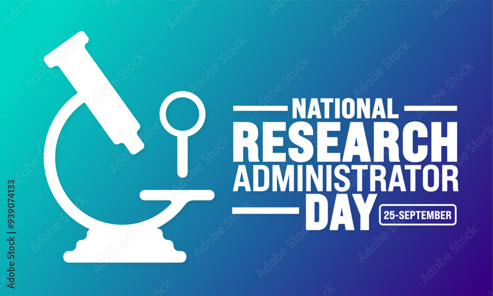 © Neelrong - National Research Administrator Day background or banner design template. Holiday concept. Template for background, banner, card, poster, placard, design template with unique shapes.