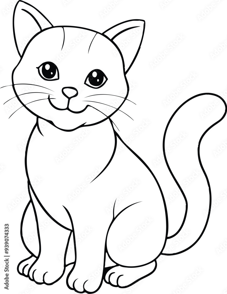 Fototapeta premium Cat coloring pages for kids printable vector