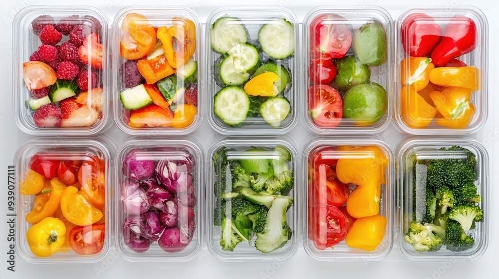 Neatly Organized Refrigerator with Balanced Meal Prep Containers for Healthy Eating, Generative Ai Neatly Organized Refrigerator with Balanced Meal Prep Containers for Healthy Eating, Generative Ai