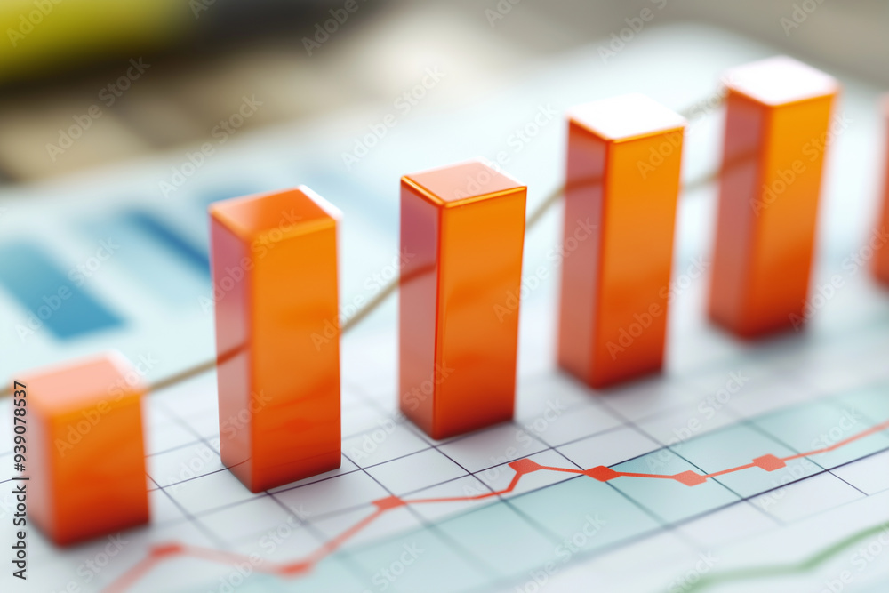 A bar chart showing an upward trend A bar chart showing an upward trend