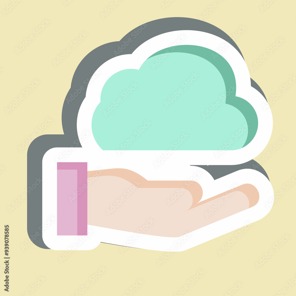 Sticker Share Cloud. related to Network symbol. simple illustration