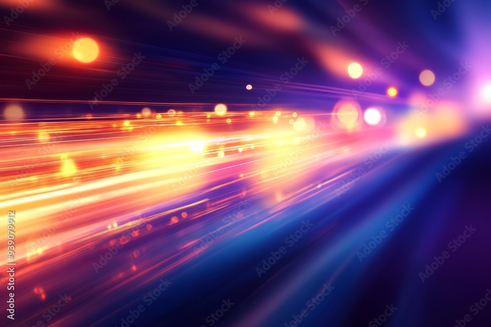 Vibrant Colorful Light Trails, Long Exposure Night Photography with Motion Blur Vibrant Colorful Light Trails, Long Exposure Night Photography with Motion Blur
