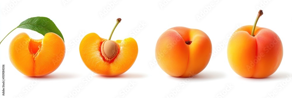 Apricots with Green Leaf, Whole and Half Apricots with Green Leaf, Whole and Half