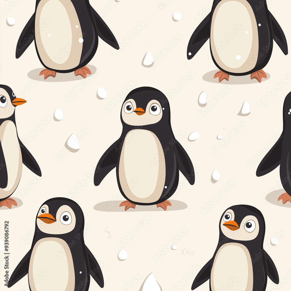 Obraz premium set of penguins seamless pattern 