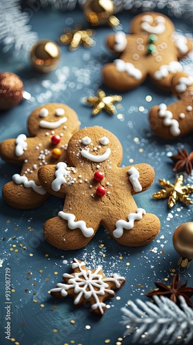 Holiday gingerbread treats with festive decoration and room for message 