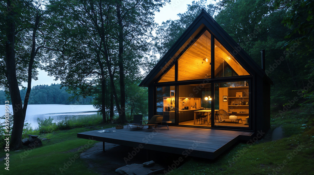 Modern, Very Small Cabin Combining Indoor And Outdoor Living, Situated By The Lake.
Modern, Very Small Cabin Combining Indoor And Outdoor Living, Situated By The Lake.