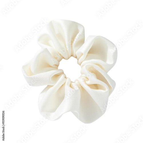  a white silk scrunchie on Isolated transparent background png. generated with AI photo