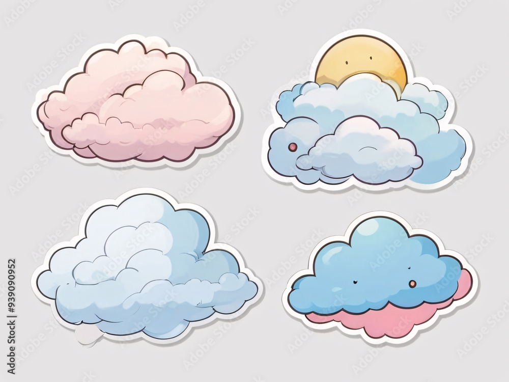 Weather clip art pack, clouds sun and rain icons and stickers graphic design element Weather clip art pack, clouds sun and rain icons and stickers graphic design element